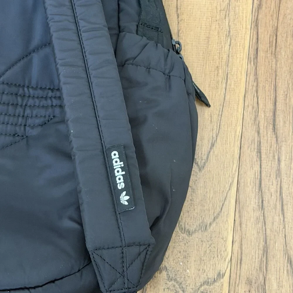 Adidas Originals Puffer Backpack Black Quilted Trefoil Logo Bag